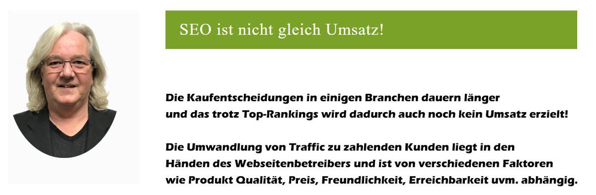 SEO ist nicht gleich Umsatz